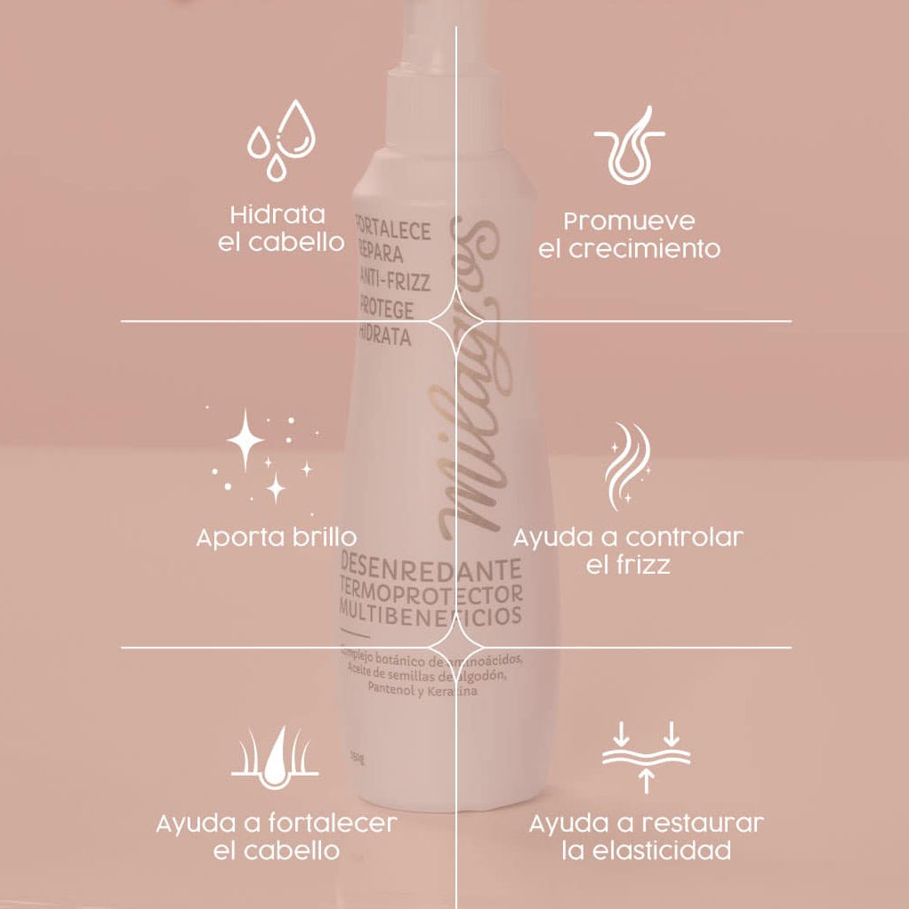 Desenredante Termoprotector Multibeneficios GOLD Milagros - Multi-Benefit Detangler & Heat Protector 250 g