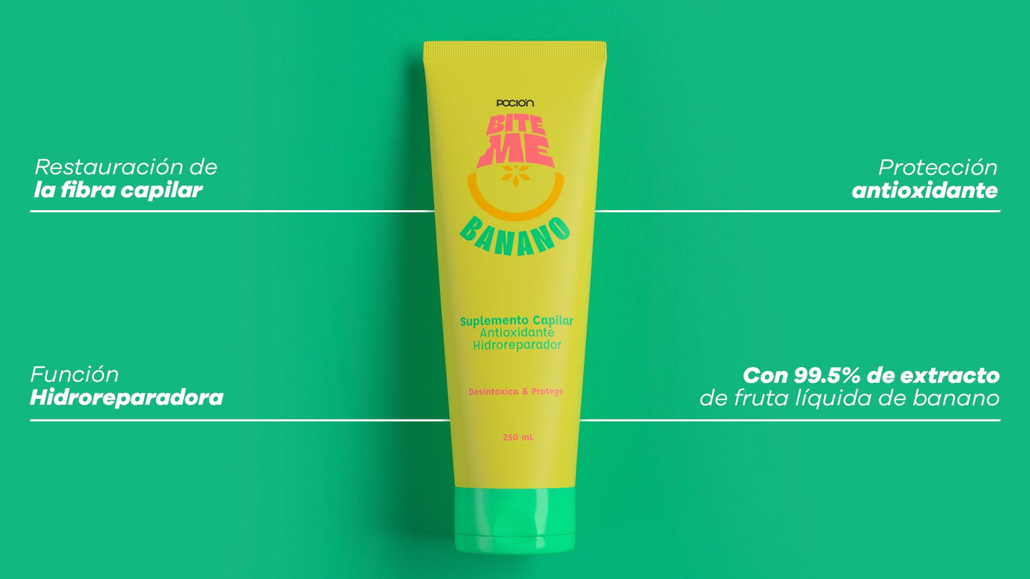 Bite Me La Pocion - Mascarilla Nutritiva con Enzimas de Banano – Nourishing Hair Mask with Banana Enzymes 250 mL