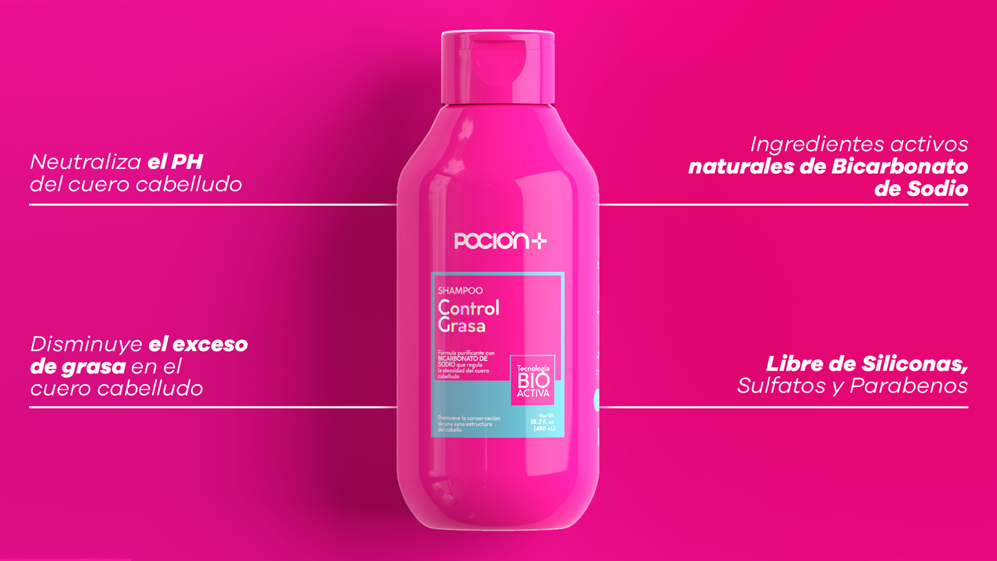 La Poción Shampoo Control Grasa - Oil Control Shampoo for Oily Scalps with Baking Soda & Marine Bioactives 450 ml
