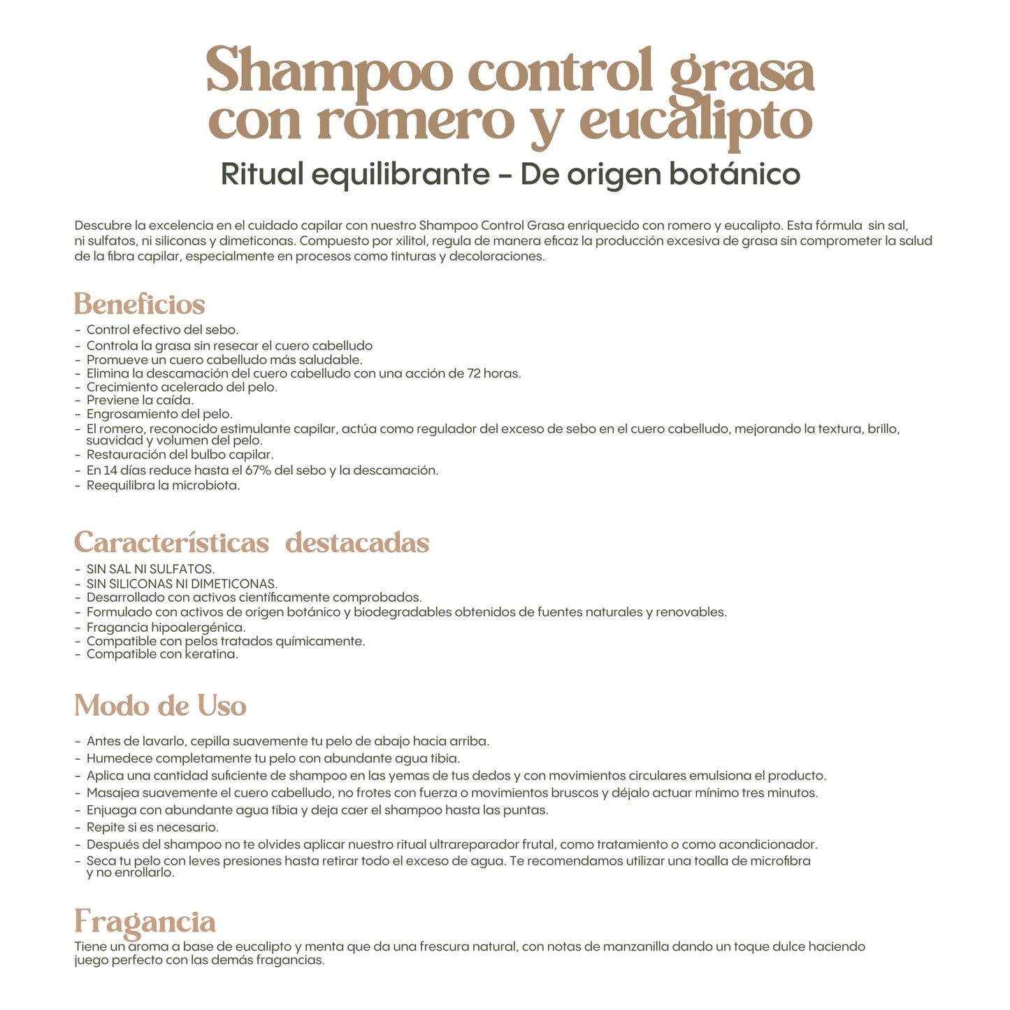 Shampoo Control Grasa con Romero y Eucalipto Ritual Botanico - Oil Control Shampoo – Rosemary & Eucalyptus Detox Balance 400 ml