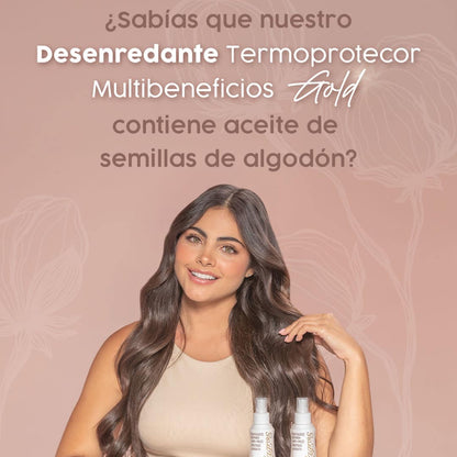 Desenredante Termoprotector Multibeneficios GOLD Milagros - Multi-Benefit Detangler & Heat Protector 250 g