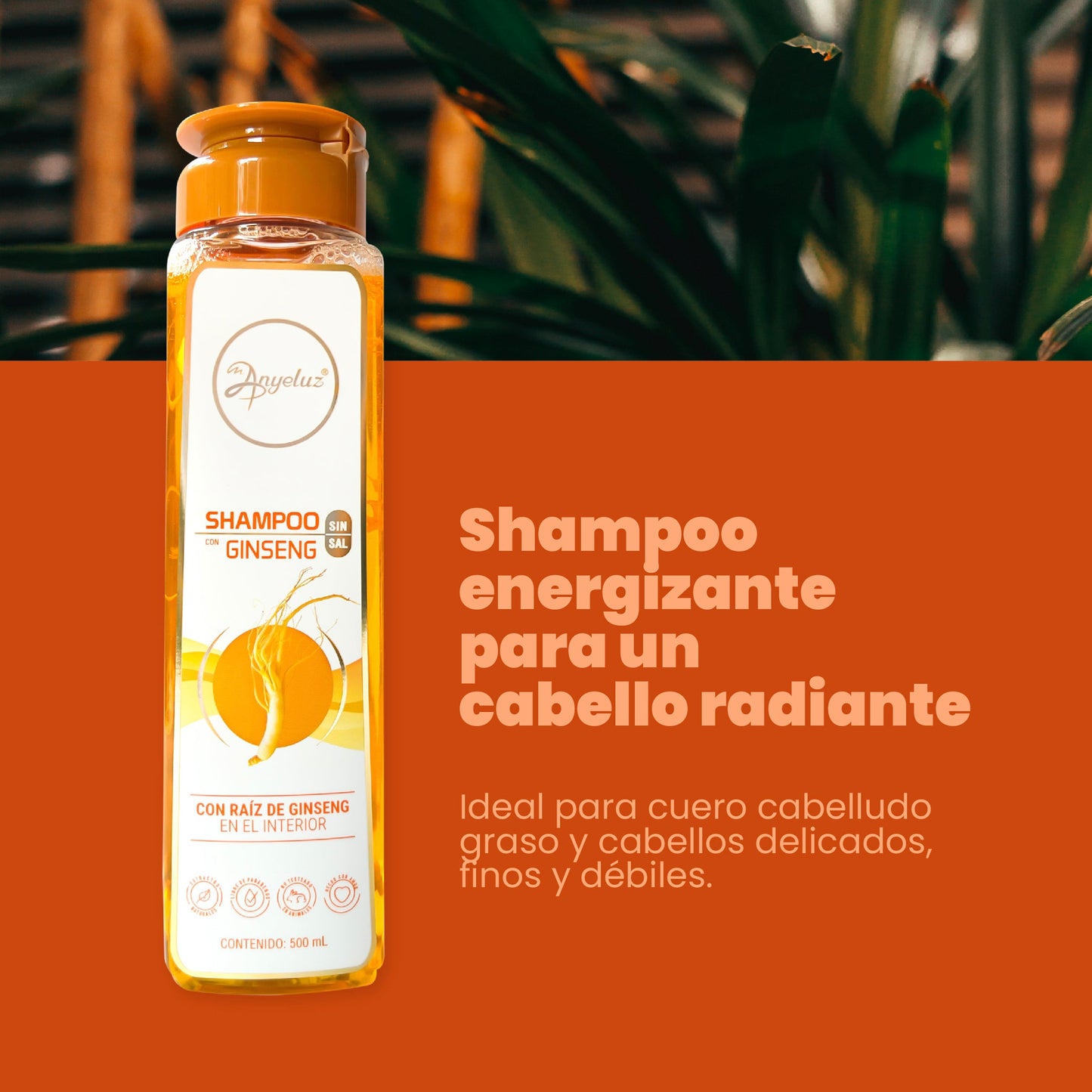 Shampoo con Ginseng 500 ml Anyeluz