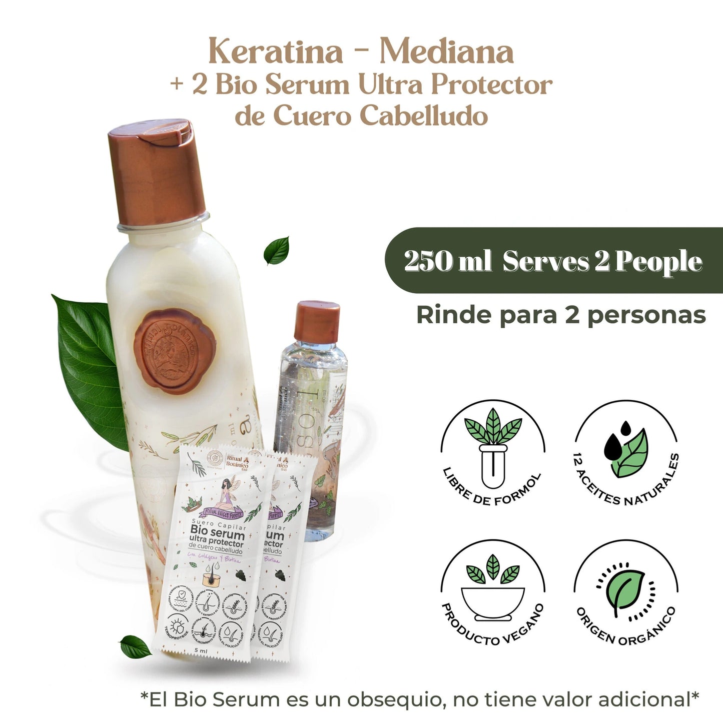 Keratina para dos personas (Mediana) - Organic Keratina Hair Relaxer for two people 250 ml