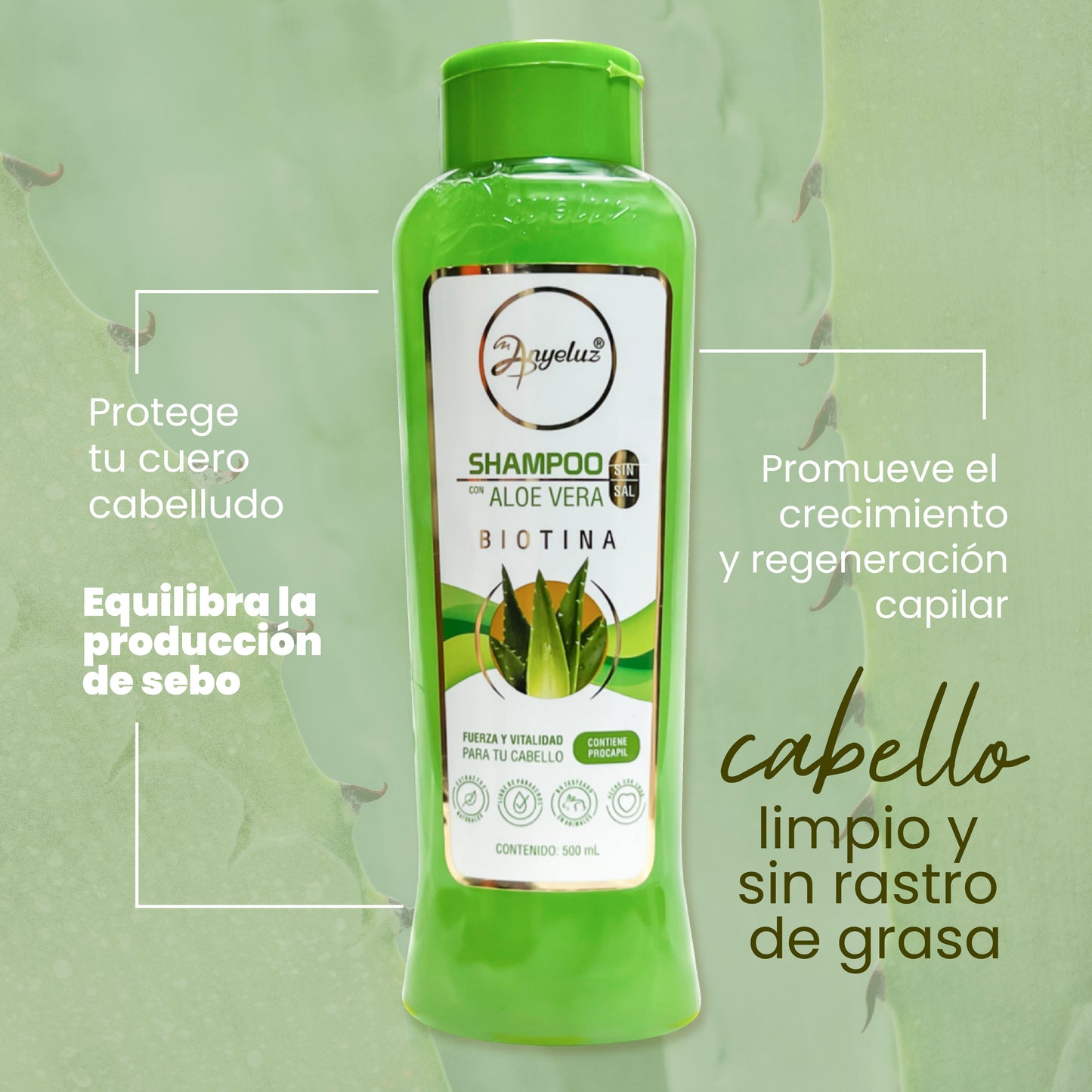 Shampoo Aloe Vera 500 ml Anyeluz