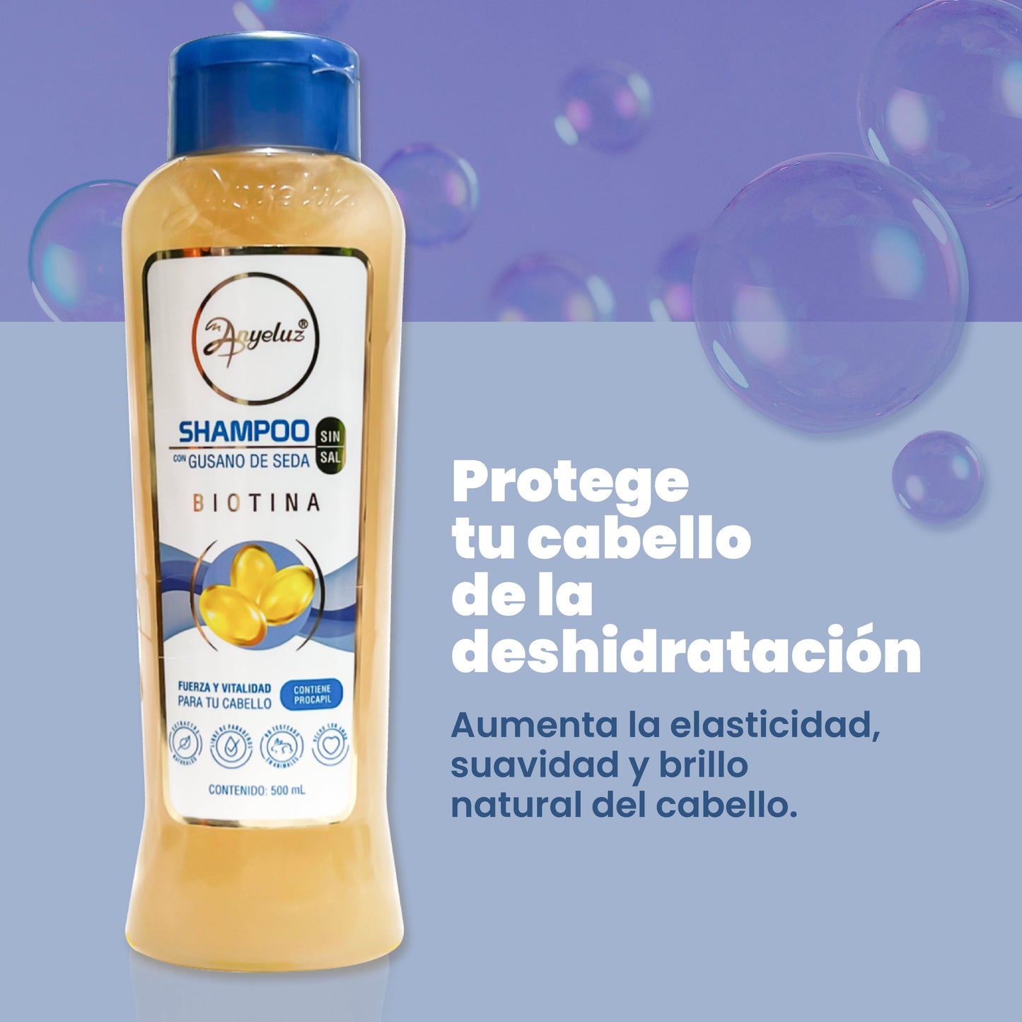 Shampoo con Gusano de Seda 500 ml