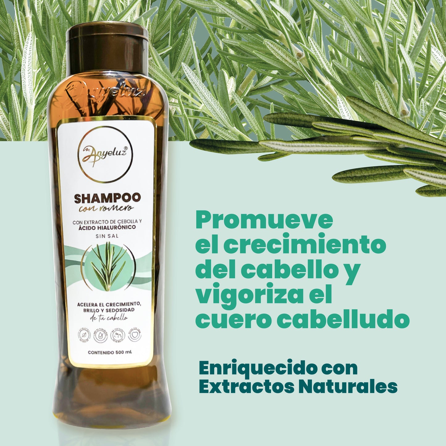 Shampoo con Romero 500 ml Anyeluz